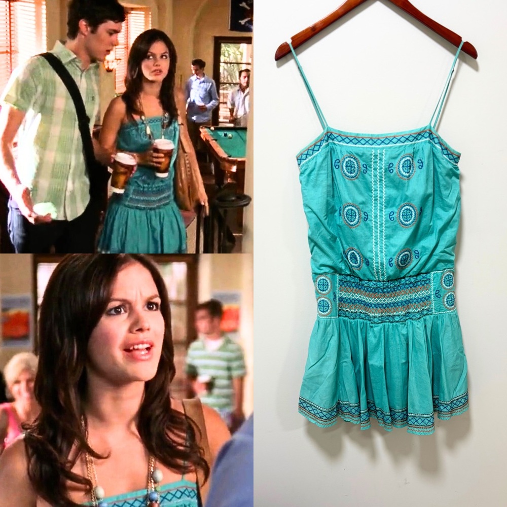 ASO Summer Roberts in The O.C. Turquoise Embroidered Mini Dress